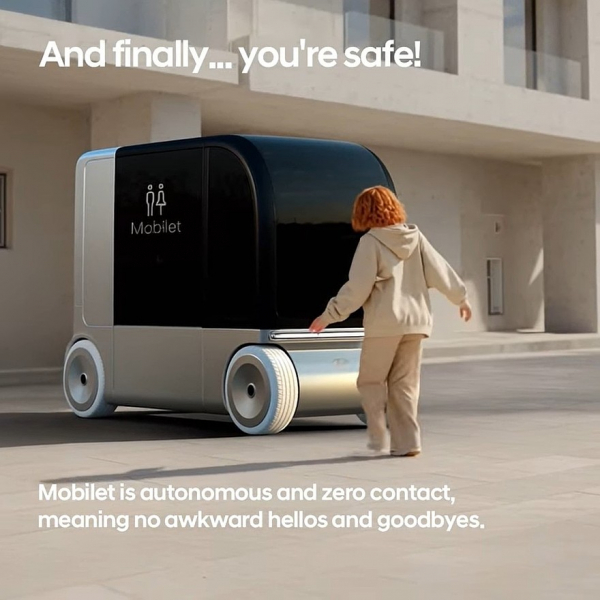 Туалетный юмор Hyundai: беспилотная кабинка Mobilet спешит на помощь